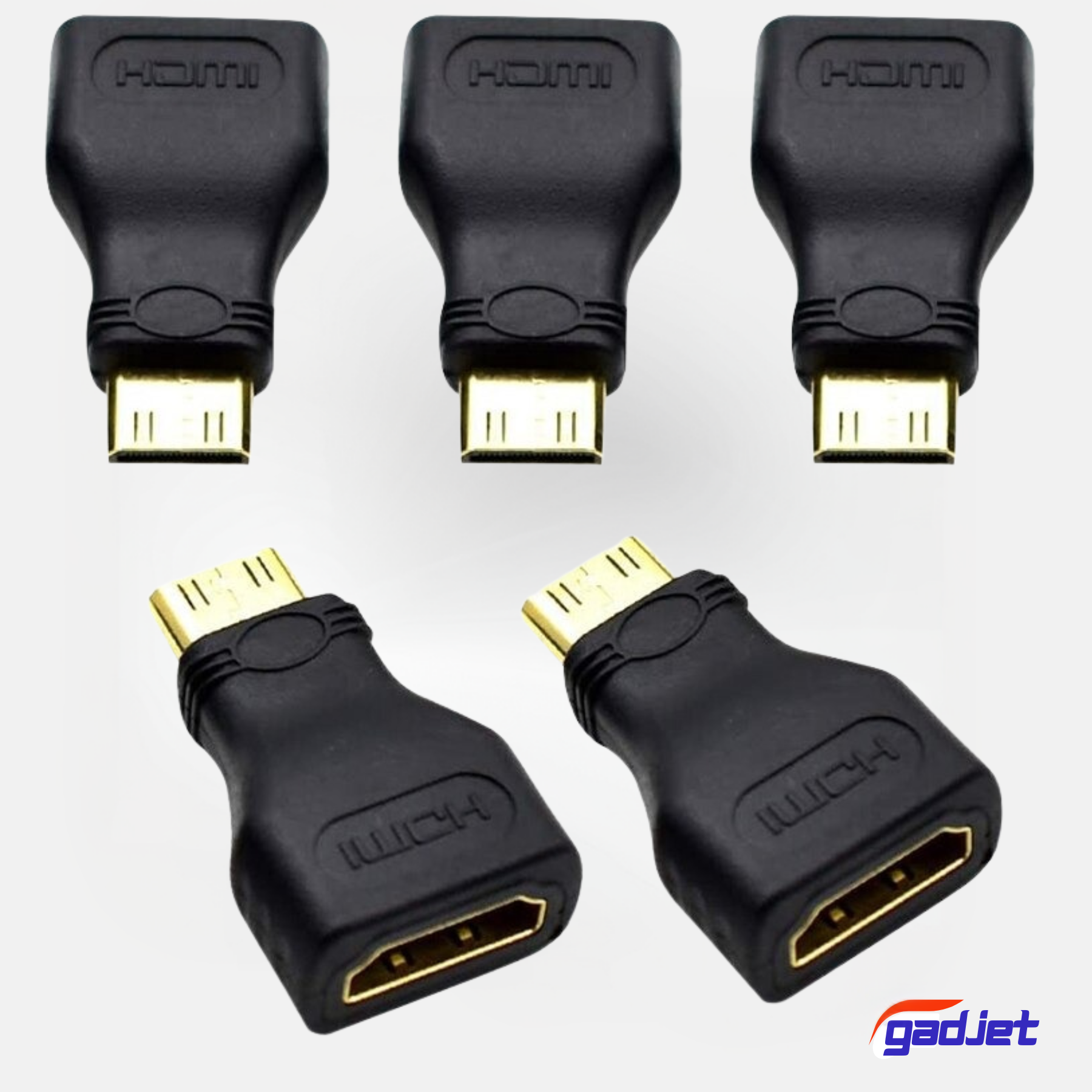  Pack of 5 Gold-Plated 1.4 Male to Female 3D Connectors