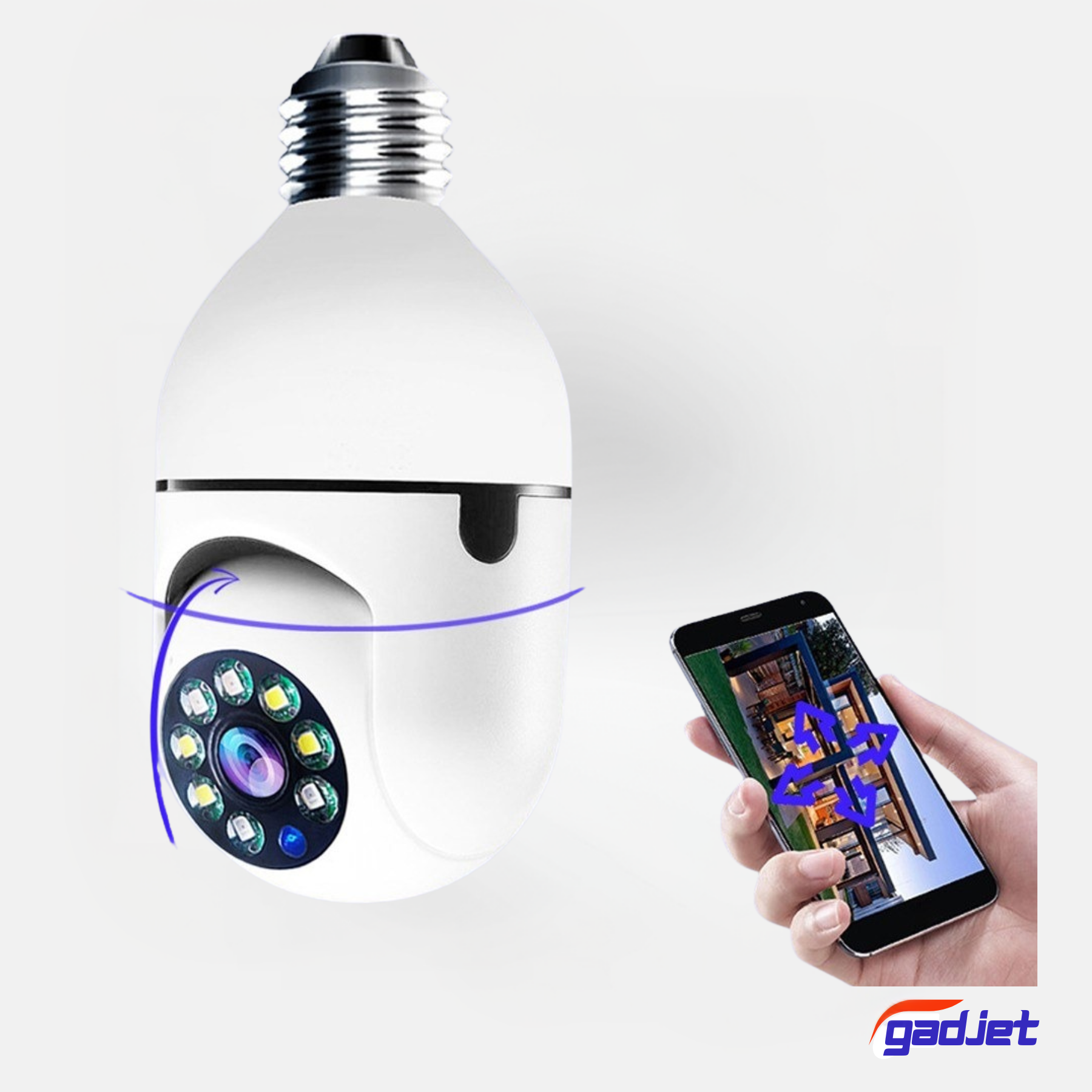 V380 1080P Wireless Bulb Camera – LED PTZ IP Camera with Night Vision & Two-Way Audio